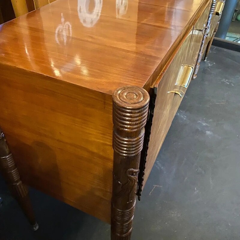 1950s Mid-Century Modern Hand-Carved Wood Italian Sideboard by Pier Luigi Colli