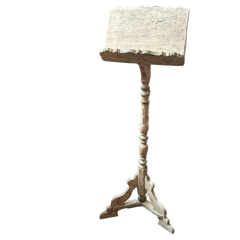 Late 19th Century White and Green Lacquered Wood Sicilian Lectern for Old Books