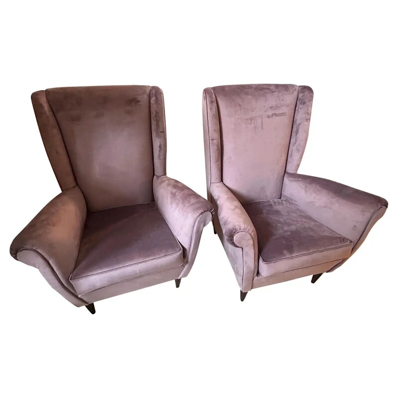 Two 1950s Gio Ponti Mid-Century Modern Armchairs Mod. 512 by ISA Bergamo