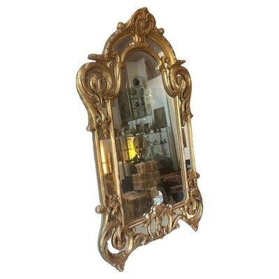 Late 19th Century Louis Philippe Gilded Wood Italian Wall Mirror