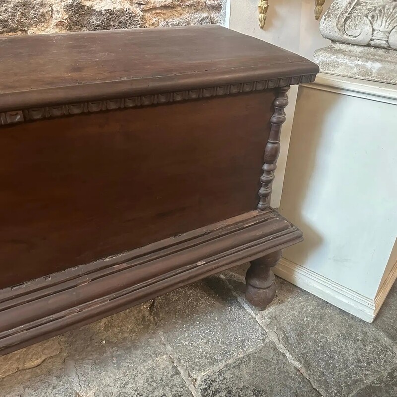 1850 Louis Philippe Walnut Wood Traditional Sicilian Blanket Chest