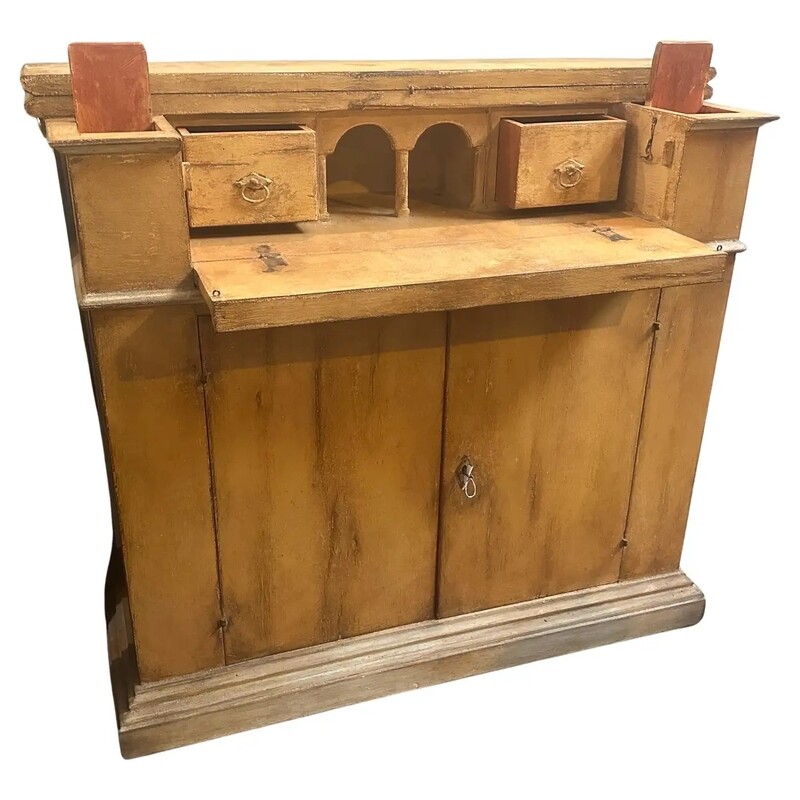 Late 19th Century Louis Philippe Orange Lacquered Wood Italian Secretaire