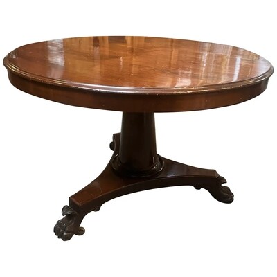 1840s Empire Veneered Mahogany Wood Sicilian Round Tilt-Top Table