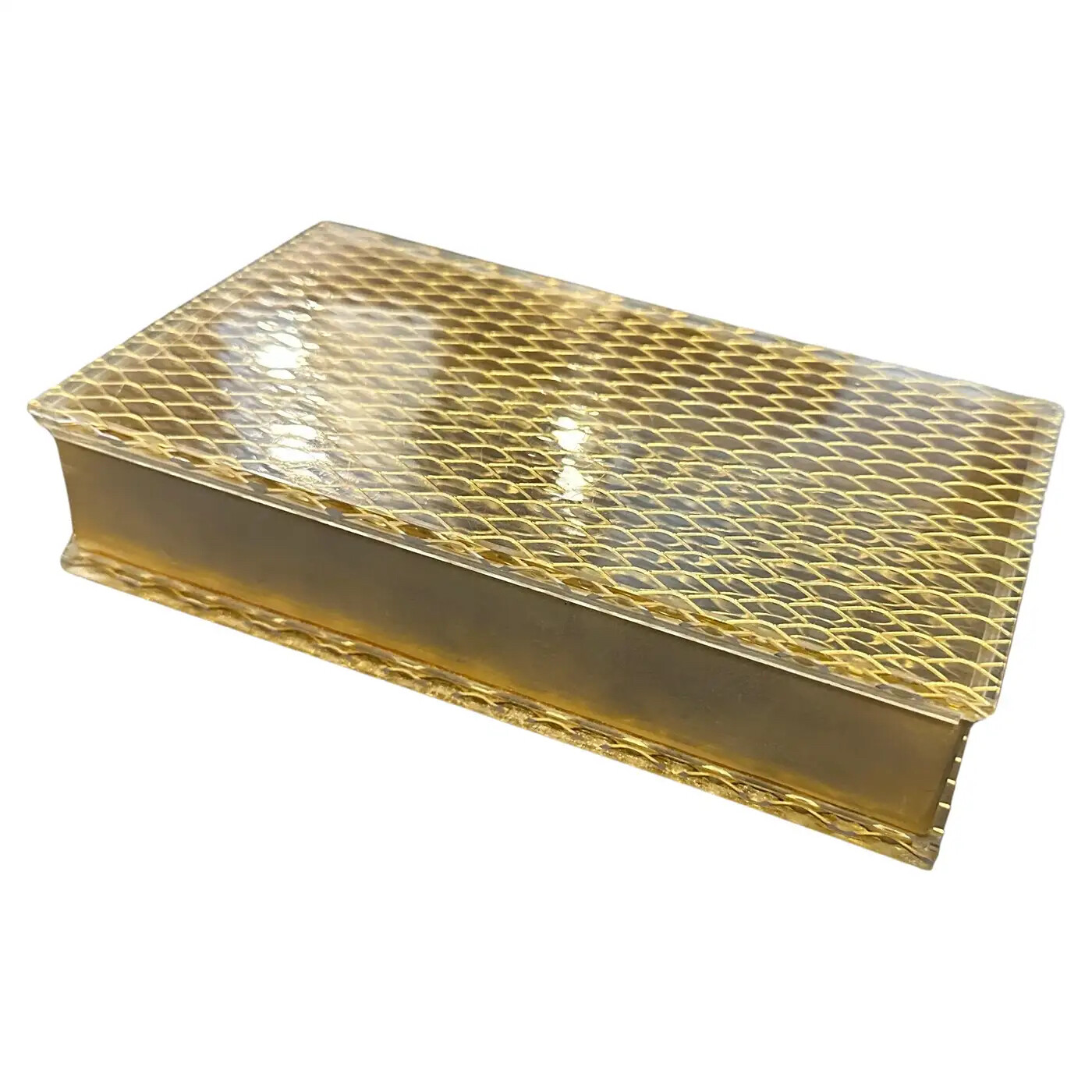 1980s Christian Dior Style Modernist Brass and Plexiglass Italian Jewelry Box