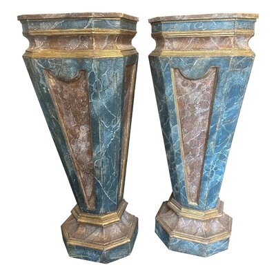 Two Late 19th Century Louis XVI Style Lacquered Wood Columns
