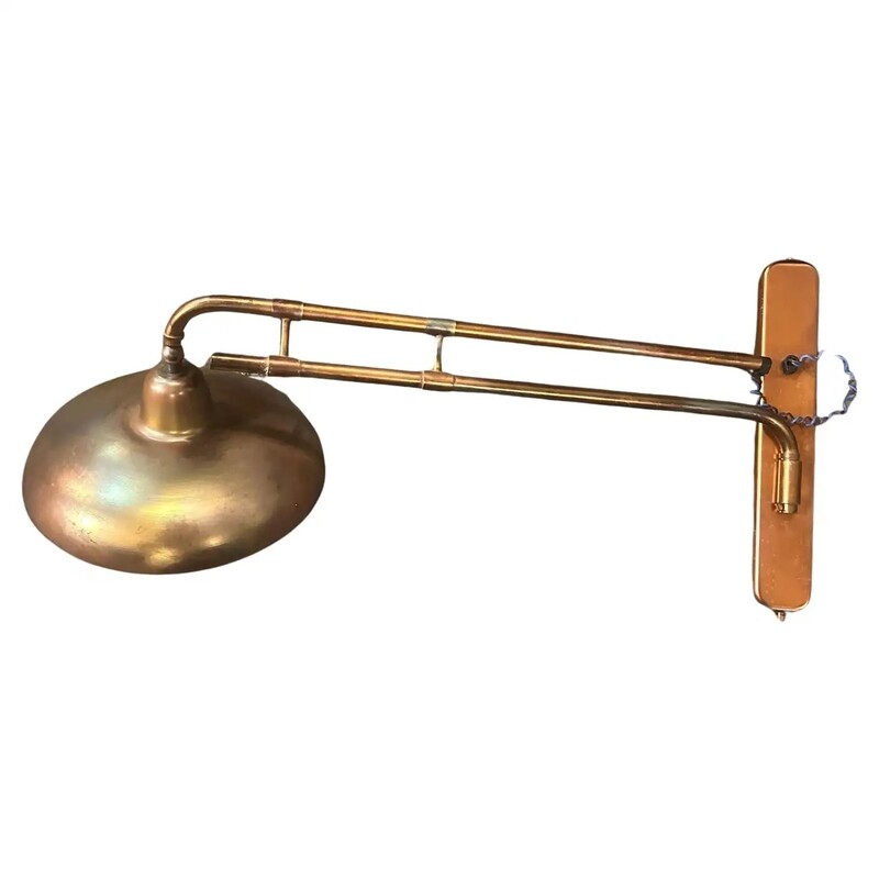 A 1950s Industrial Copper Finished Iron Italian Extendable Wall Lamp