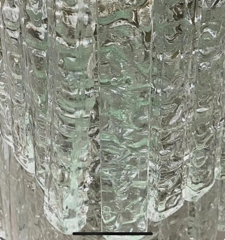 1970s Mid-Century Modern Ice effect Murano Glass Cascading Chandelier by Mazzega