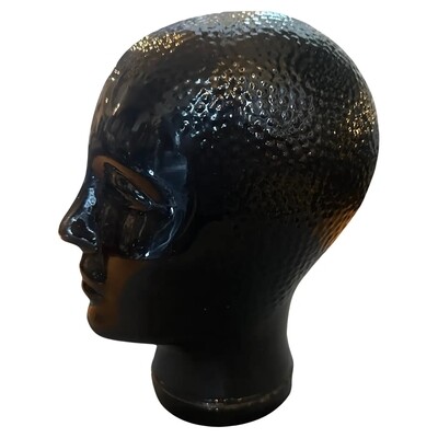 1970s Fornasetti Attributed Modernist Black Glass Head