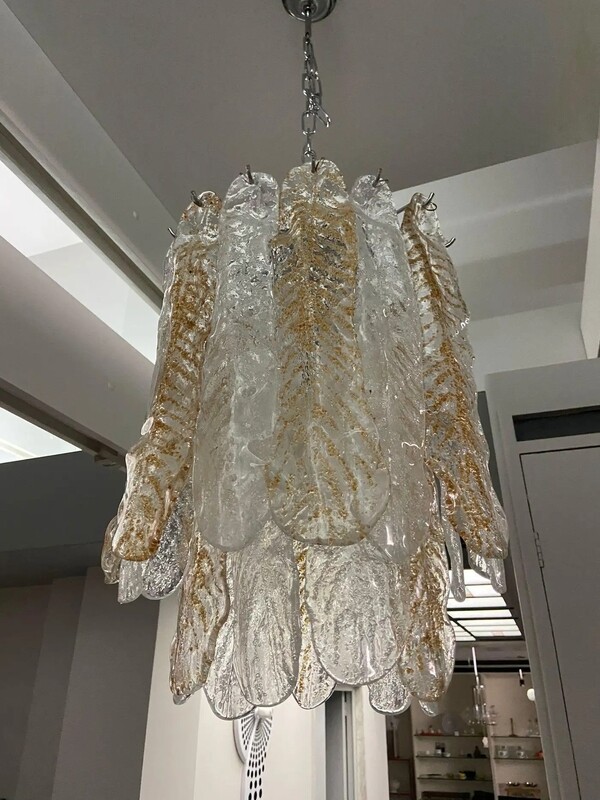 1970s Mid-Century Modern Murano Glass Cascade Chandelier by Mazzega