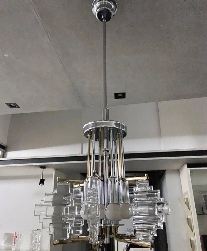 1970s Gaetano Sciolari Mid-Century Modern Chandelier by Stilkronen