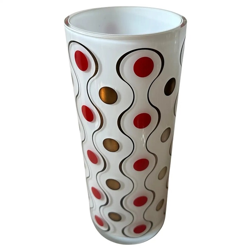 A 1990s Modern Hand Blown Glass and Silver Vase By Sottsass Associati for Egizia