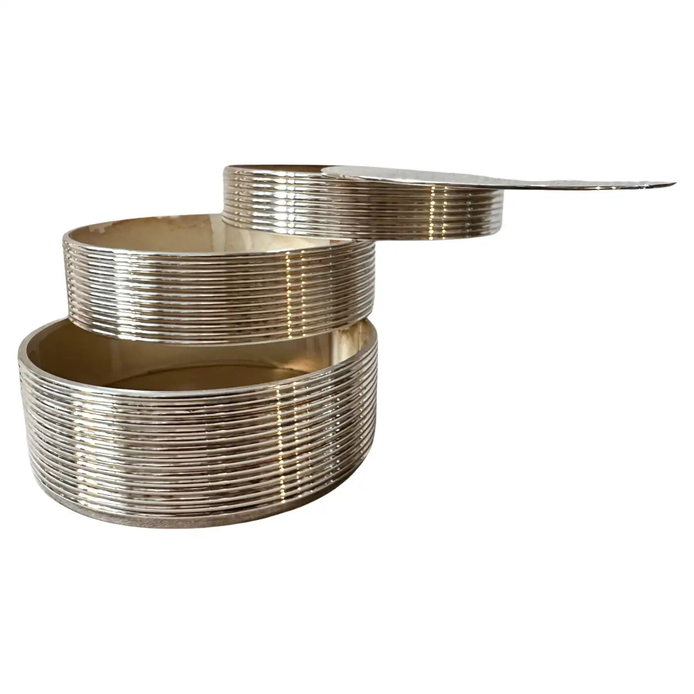 1990s Modern Design Silver Plated French Jewelry Box by Christofle