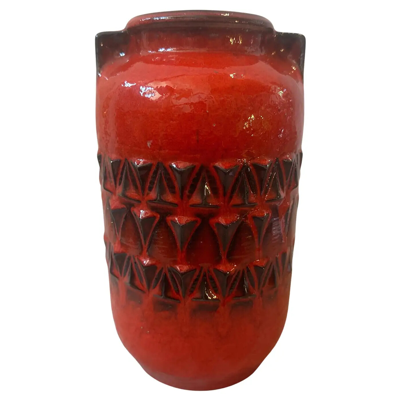1970s Fat Lava Red and Black Ceramic German Vase
