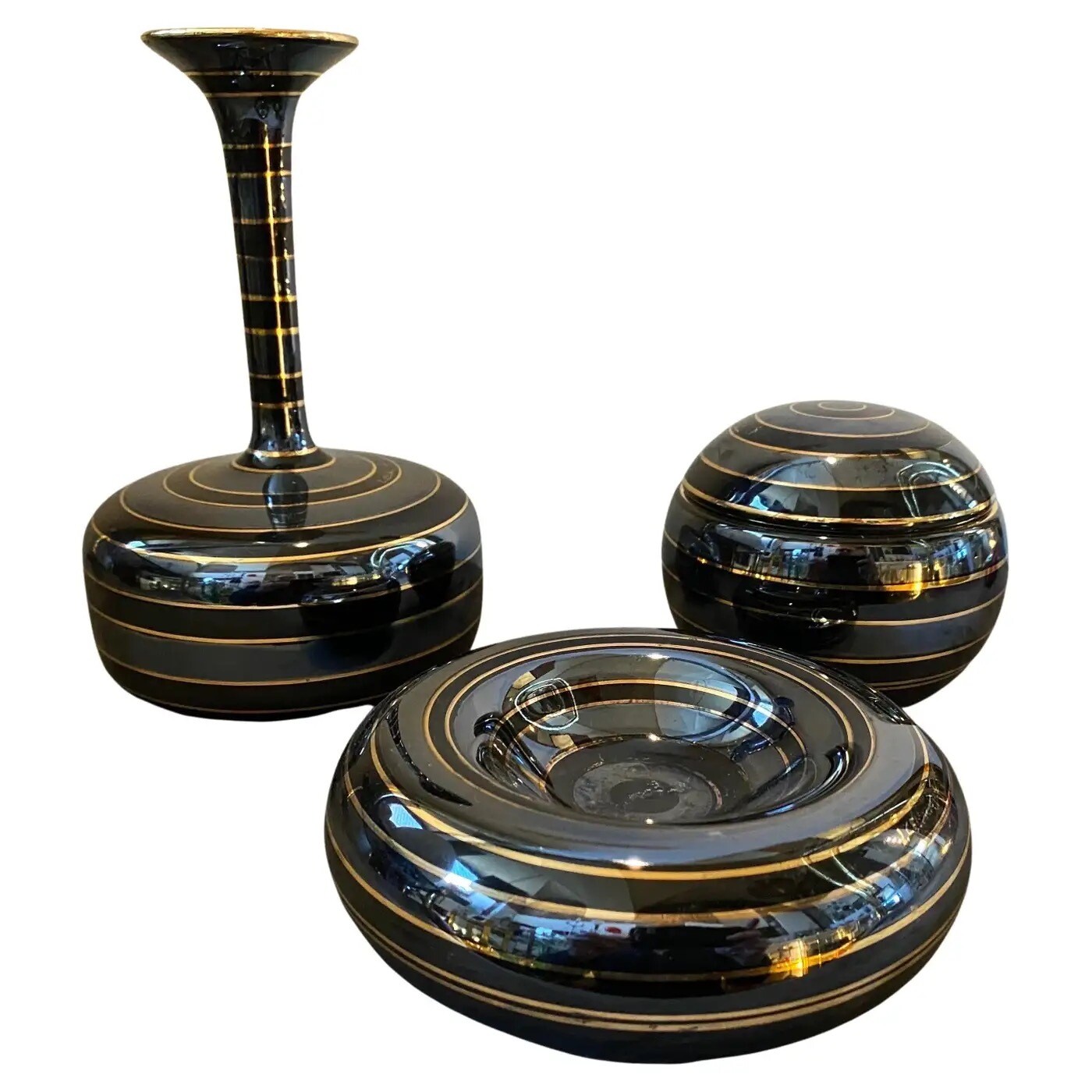 1950s Set of Three Mid-Century Modern Italian Ceramic Desk Accessories