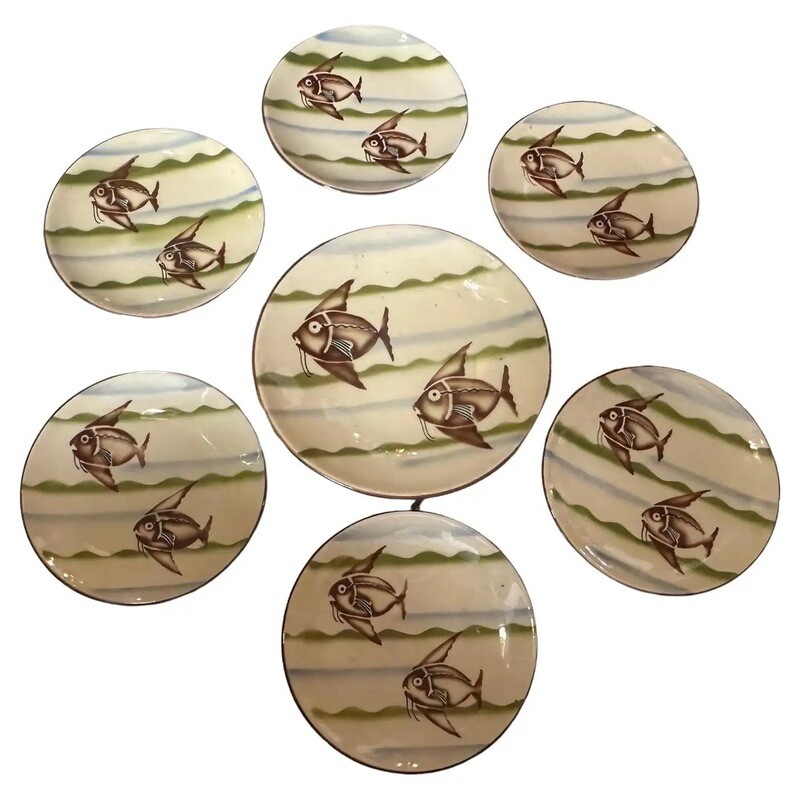 Set of 1930s Art Deco style Italian ceramic cakes set by Giò Ponti