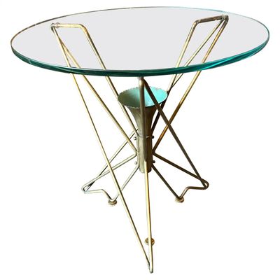1950s Gio Ponti Style Mid-Century Modern Solid Brass Round Italian Coffee Table