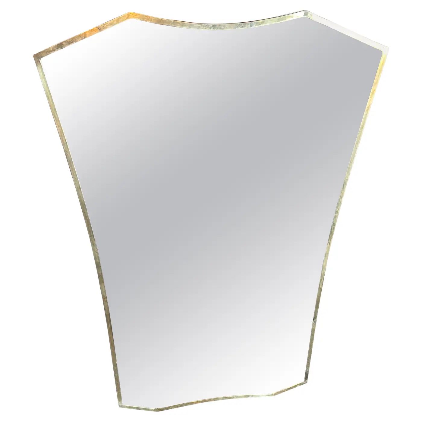 1960s Mid-century Modern Brass Italian Wall mirror in the manner of Gio Ponti 1960s Mid-century Modern Brass Italian Wall mirror in the manner of Gio Ponti