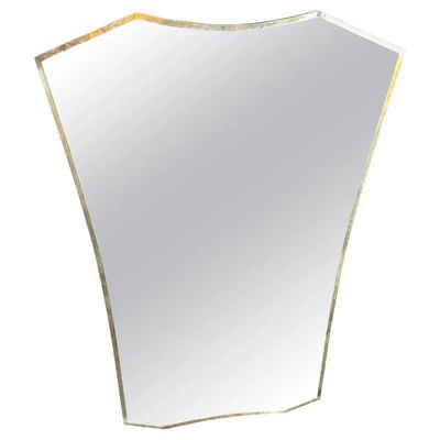 1960s Mid-century Modern Brass Italian Wall mirror in the manner of Gio Ponti