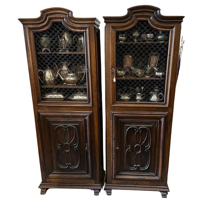 A pair of 18th Century Late Louis XVI Walnut Wood Italian Credenzas