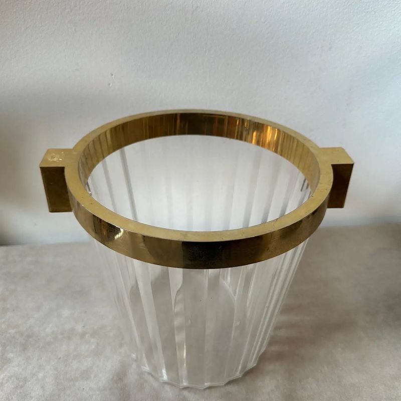 1970s Modernist Clear and Gold Plexiglass French Wine Cooler by Gosset