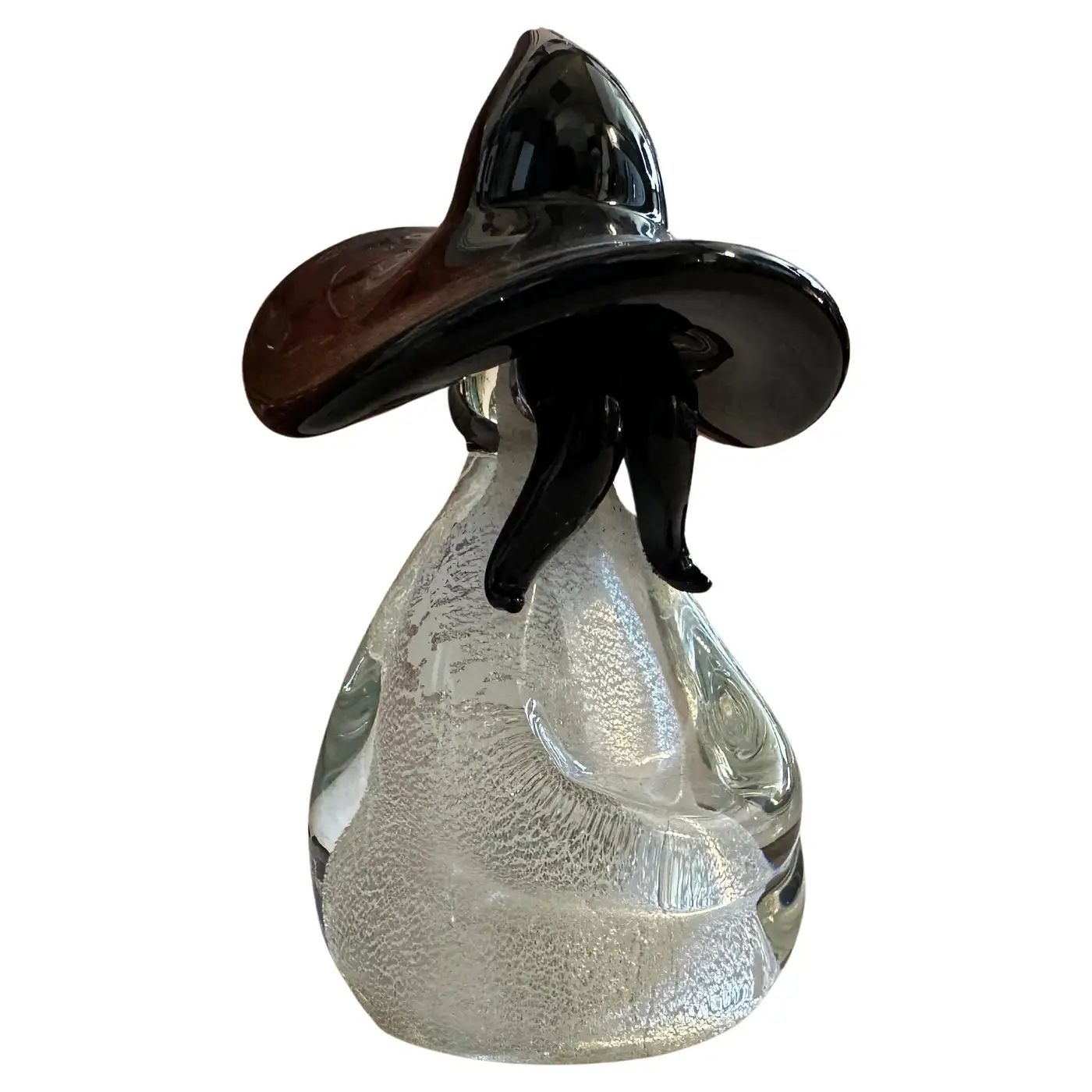 1980s Modern Black and White Murano Glass Figure of a Mexican