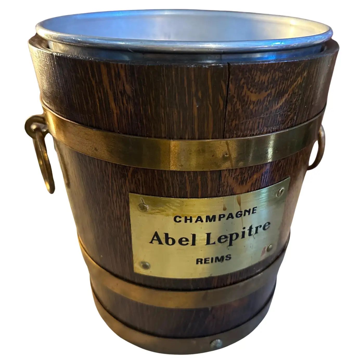 1940s Art Deco Oak Wood and Brass French Wine Cooler by G. Lafitte