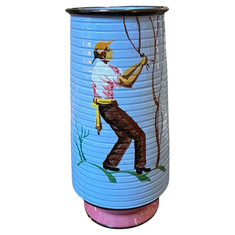 1930s Art Deco Polychrome Hand-Painted Terracotta Italian Vase