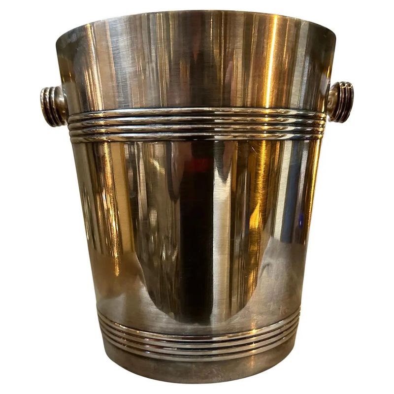 1950s Luc Lanel Style Art Deco Silver Plated French Wine Cooler