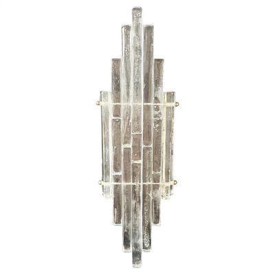 1970s Albano Poli Modernist Clear Stacked Glass Poliarte Linea Wall Sconces
