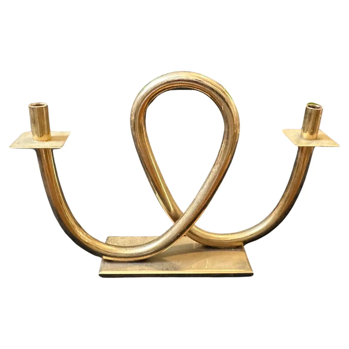 1970s Mid-Century Modern Brass Small Candelabra in the manner of Gio Ponti 1970s Mid-Century Modern Brass Small Candelabra in the manner of Gio Ponti