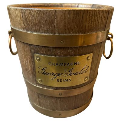 1940s Oak Wood and Brass French Wine Cooler by Geraud Lafitte for George Goulet