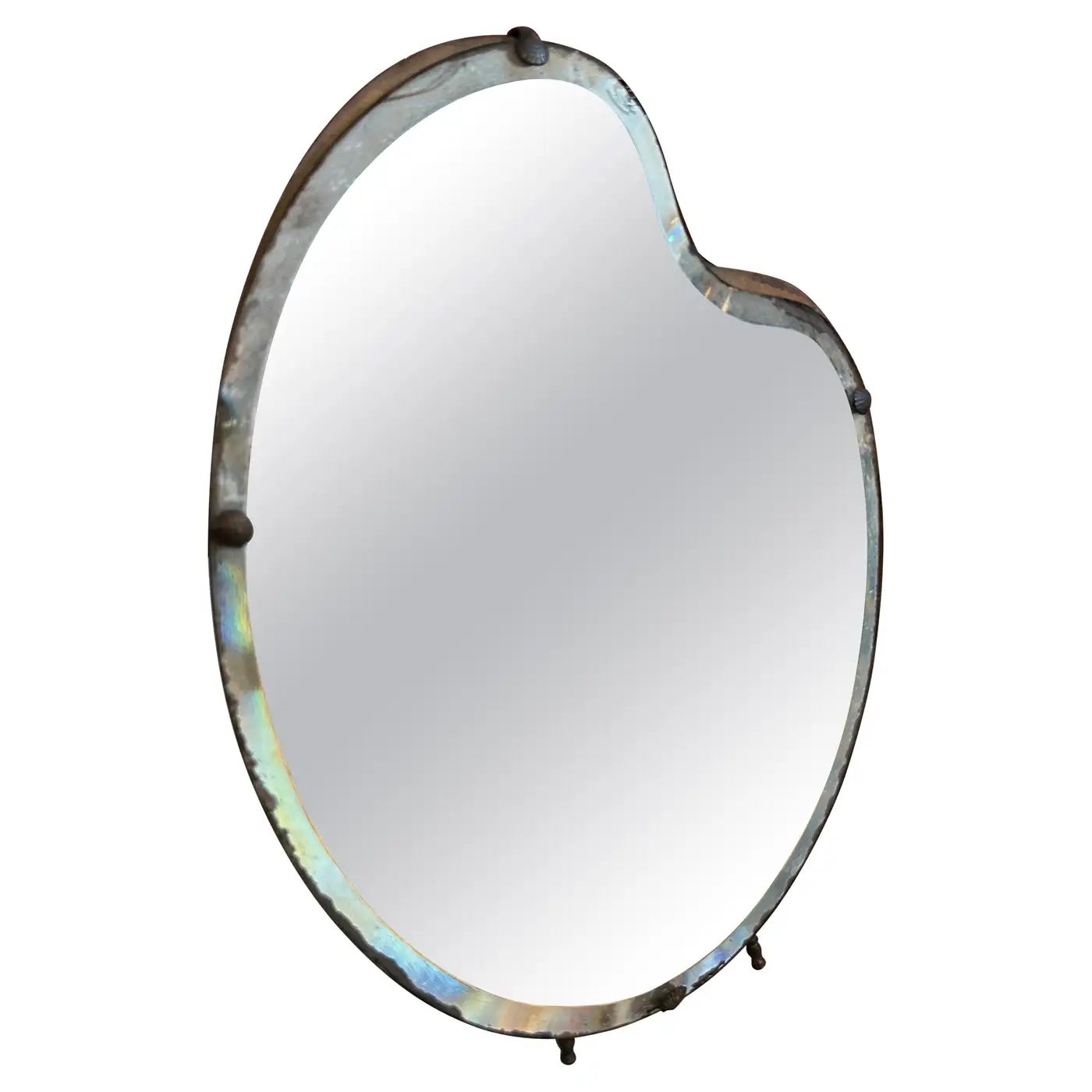 1930s Art Deco Wood and Glass Italian Palette Table Mirror By L. Fontana