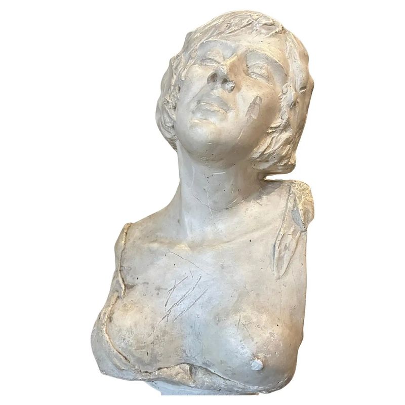 An Art Nouveau Plaster Italian Sculpture of a Woman