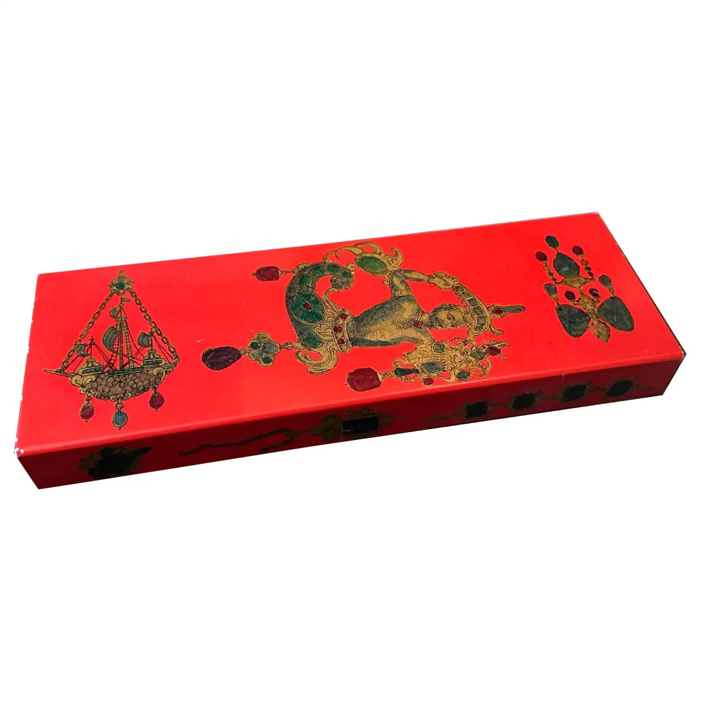 1960s Wood and Metal Jewelry Box by Galbiati Milano in the style of Fornasetti