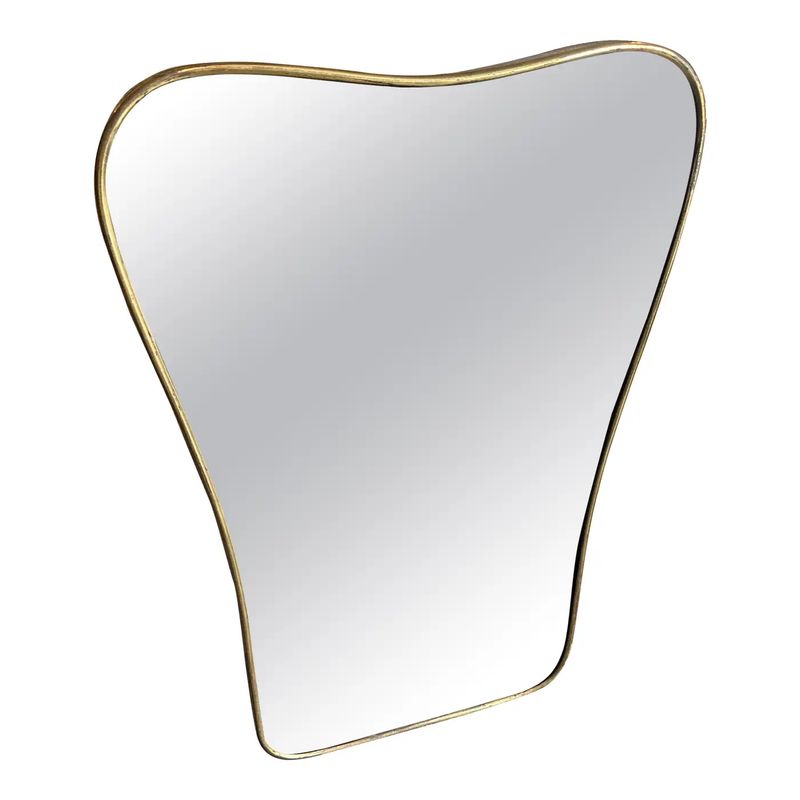 1950s Gio Ponti Attributable Mid-Century Modern Brass Italian Wall Mirror