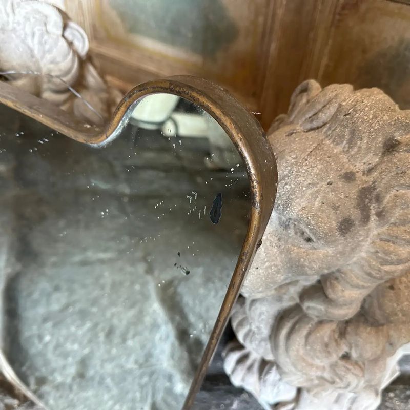 1950s Gio Ponti Attributable Mid-Century Modern Solid Brass Italian Wall Mirror