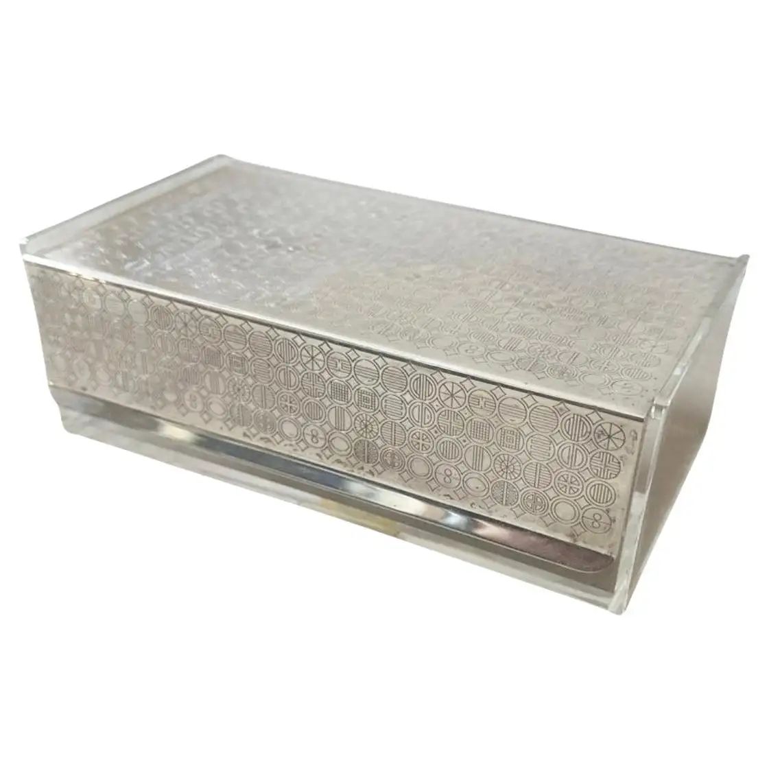 1980s Modern Silver Plated and Plexiglass Rectangular German Vanity Box