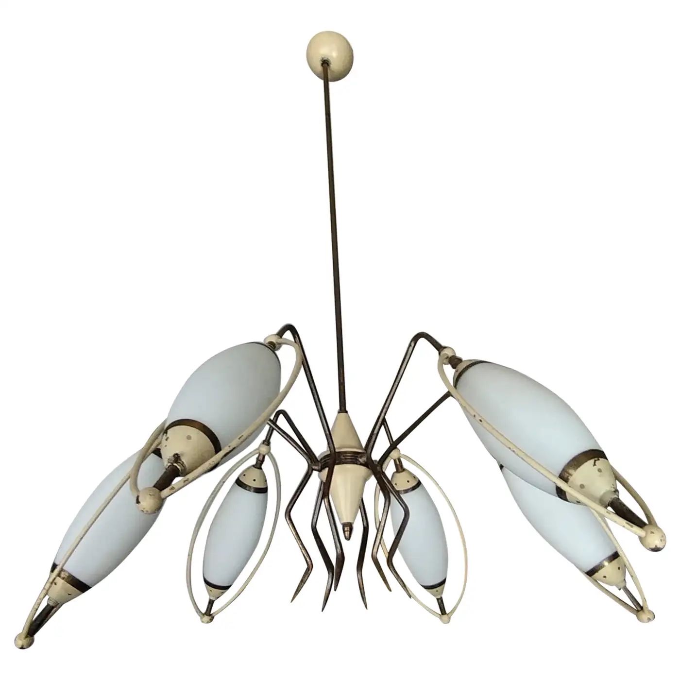 1950s Stilnovo Attributed Mid-Century Modern Italian Chandelier