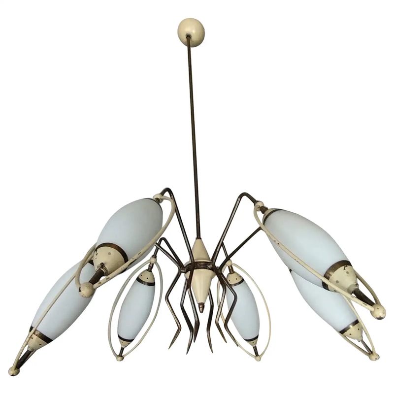 1950s Stilnovo Attributed Mid-Century Modern Italian Chandelier