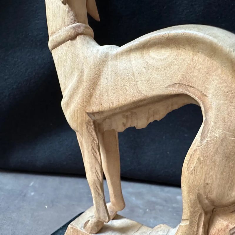 A 1930s Stylish Art Deco Hand-Carved Figure of a Greyhound