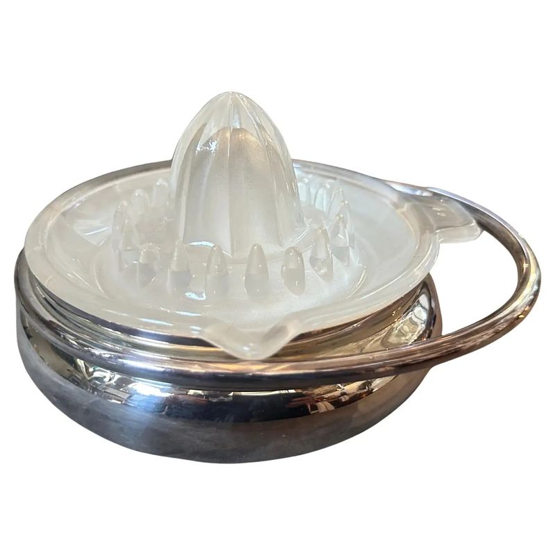 1980s Lino Sabattini Modernist Silver Plated and Glass Citrus Squeezer
