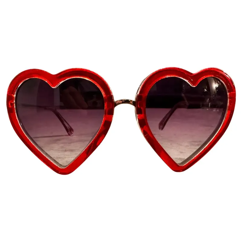 Vintage Red Heart-Shaped Sunglasses with Bold Red Frame by Linda Farrow