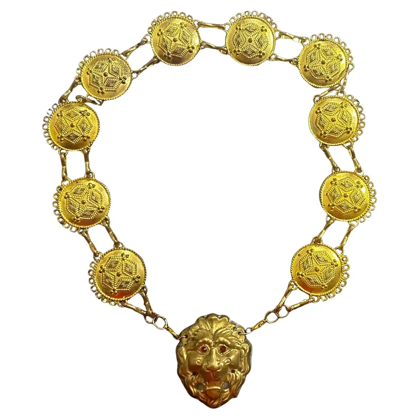 1960s Baroque Style Gilded Metal Costume Jewelry Italian Necklace