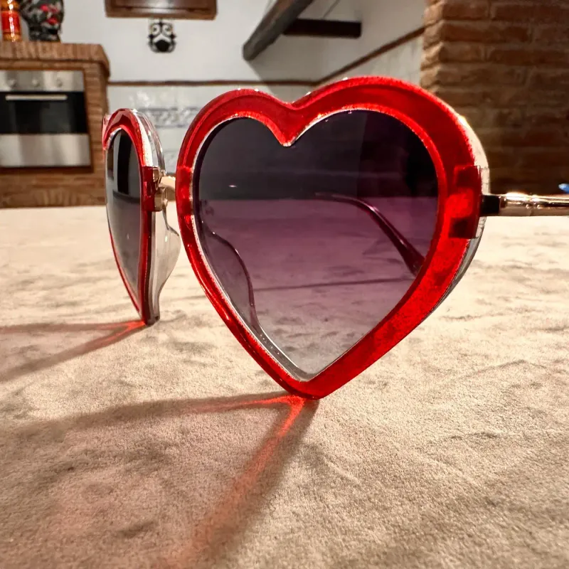 Vintage Red Heart-Shaped Sunglasses with Bold Red Frame by Linda Farrow