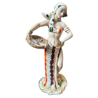 1950s Mid-Century Modern Ceramic Italian Figure of a Woman with Fishes