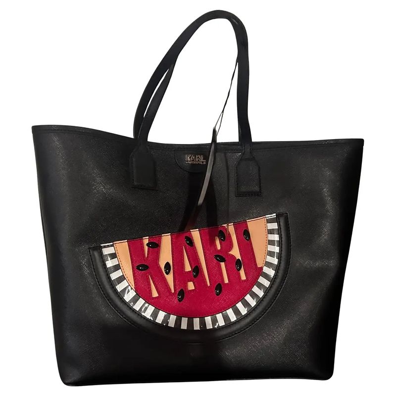2010s Karl Lagerfeld Black Skin Bag