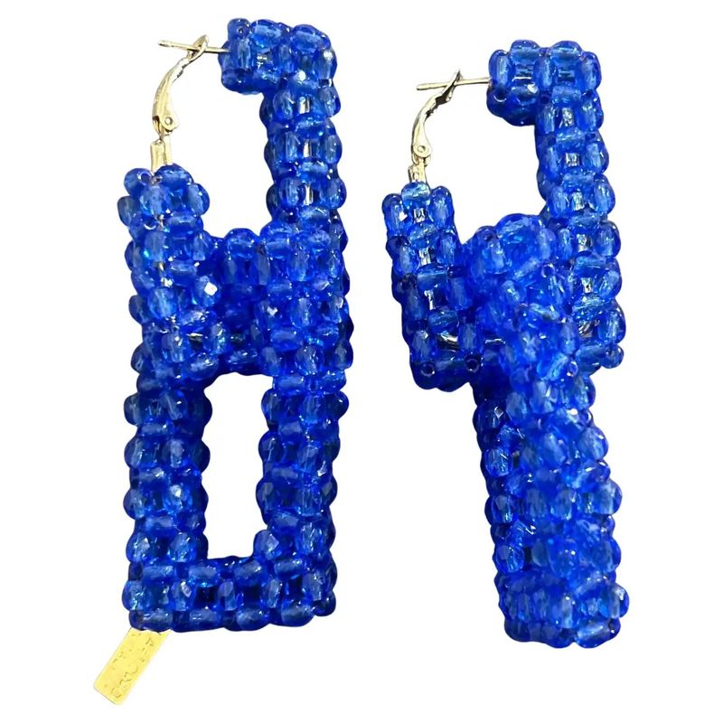 21st Century Stud Blue Rectangular Links Earrings by Coppola e Toppo