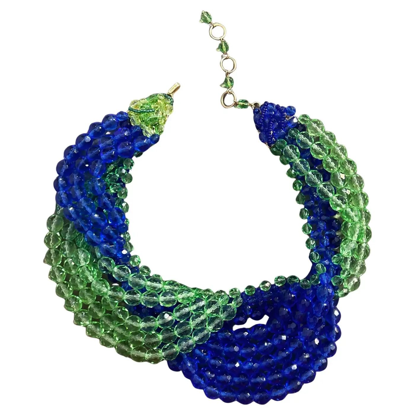 21st Century Coppola e Toppo Cobalt Blue and Green Twisted Crystal Bead Necklace