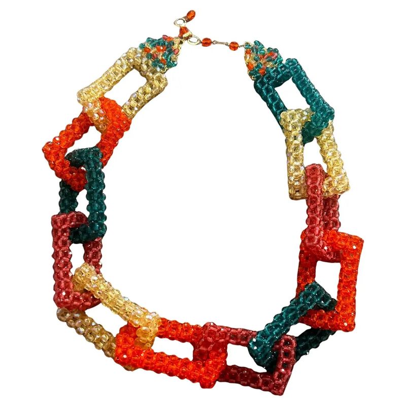21st Century Coppola e Toppo Modern Colorful Beaded Link Necklace