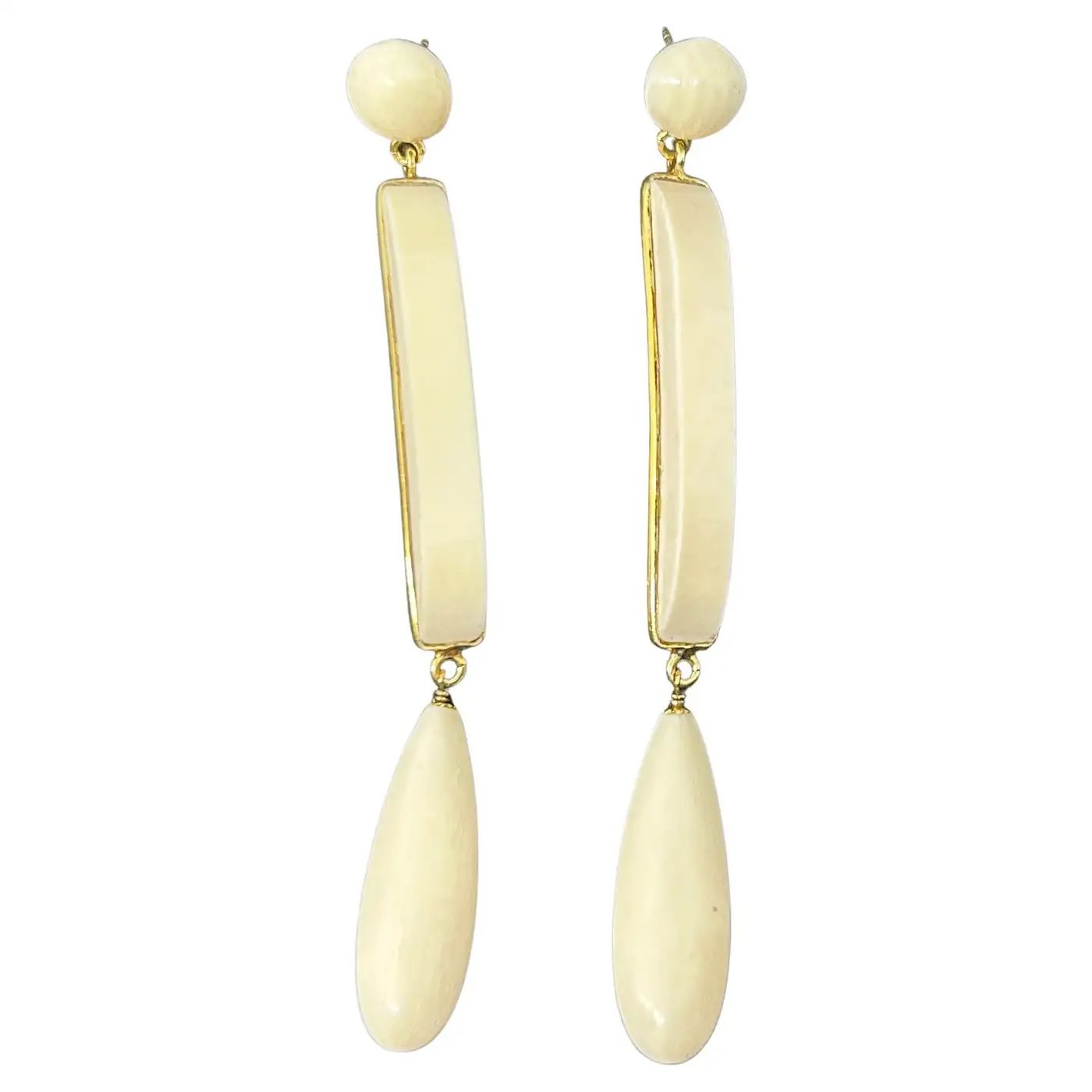 21st Century Elegant White Bone Italian Drop Earrings by Carola